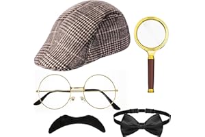 Kasyat 6 Pcs Detective Costume Accessories 100 Days of School Kids Detective Hat Adult Inspector Clouseau Costume Accessories