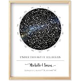 Custom Star Map - Personalized (Multiple Sizes - Unframed Print, Star Constellation Wall Art, Great Gift - Special Occasion, Engagement, Wedding, Birthday, Anniversary)