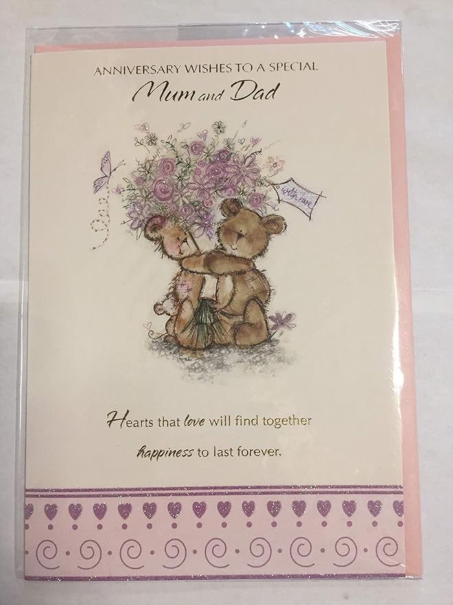 Tarjeta de aniversario de boda con texto en inglés "Wishes to A Special