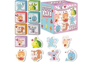 Peabownn Valentines Day Cards for Kids Classroom- 28 Pack Kids Valentines Day Gifts Animal Jokes Box with Scented Erasers for Boys Girls Kids Valentines Day Cards School, Party Favors