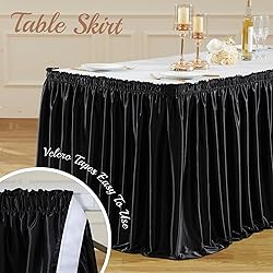 21ft Length Glitter Black Table Skirt for 8ft
