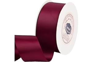VATIN Double Face Wine Satin Ribbon 1-1/2" Continuous 25 Yards,Red Polyester Fabric Ribbon use for Bows Bouquet, Gift Wrapping, Floral Arrangement Wedding Decoration