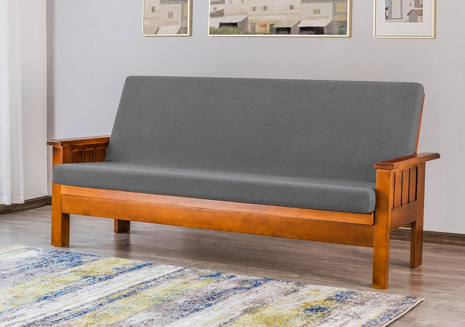 CHUN YI Jacquard Futon Cover Full Size Futon Mattress Cover Stretch