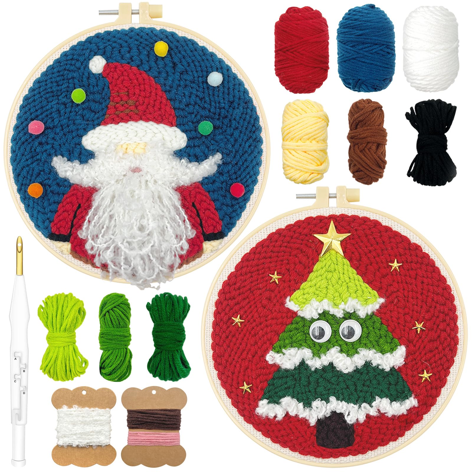 Wool Queen Punch Needle Starter Kit | Animal Rug Hooking Beginner Kit, with an Adjustable Embroidery Pen and 8.6'' Hoop for Kids Adults Craft Gift-Panda