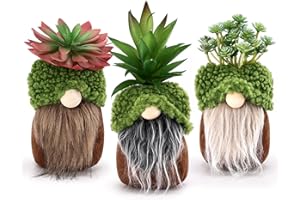 Upltowtme Gnomes Greenery Swedish Tiered Tray Faux Moss Tomte Cacti Nordic Dwarf Home Stuffed Gnomes Collection Garden Display Gift for Friends Coworkers Set of 3