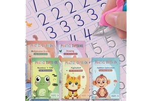 FREKNOW Reusable Handwriting Workbook,Magic Calligraphy Practice Copybook,Grooves Pen Control Writing Skill Practice,Handwriting Ink Practice Age 3-8 ​Calligraphy for Kids(5-Book Gift Set)