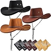 Zhanmai 12 Pcs Cowboy Hat and Bandana Cowboy Cowgirl Hats Bulk Western Party Costume Halloween Accessory