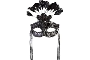 Amscan womens Black After Dark Feather Mask - Perfect for Masquerade, Costume Parties & More