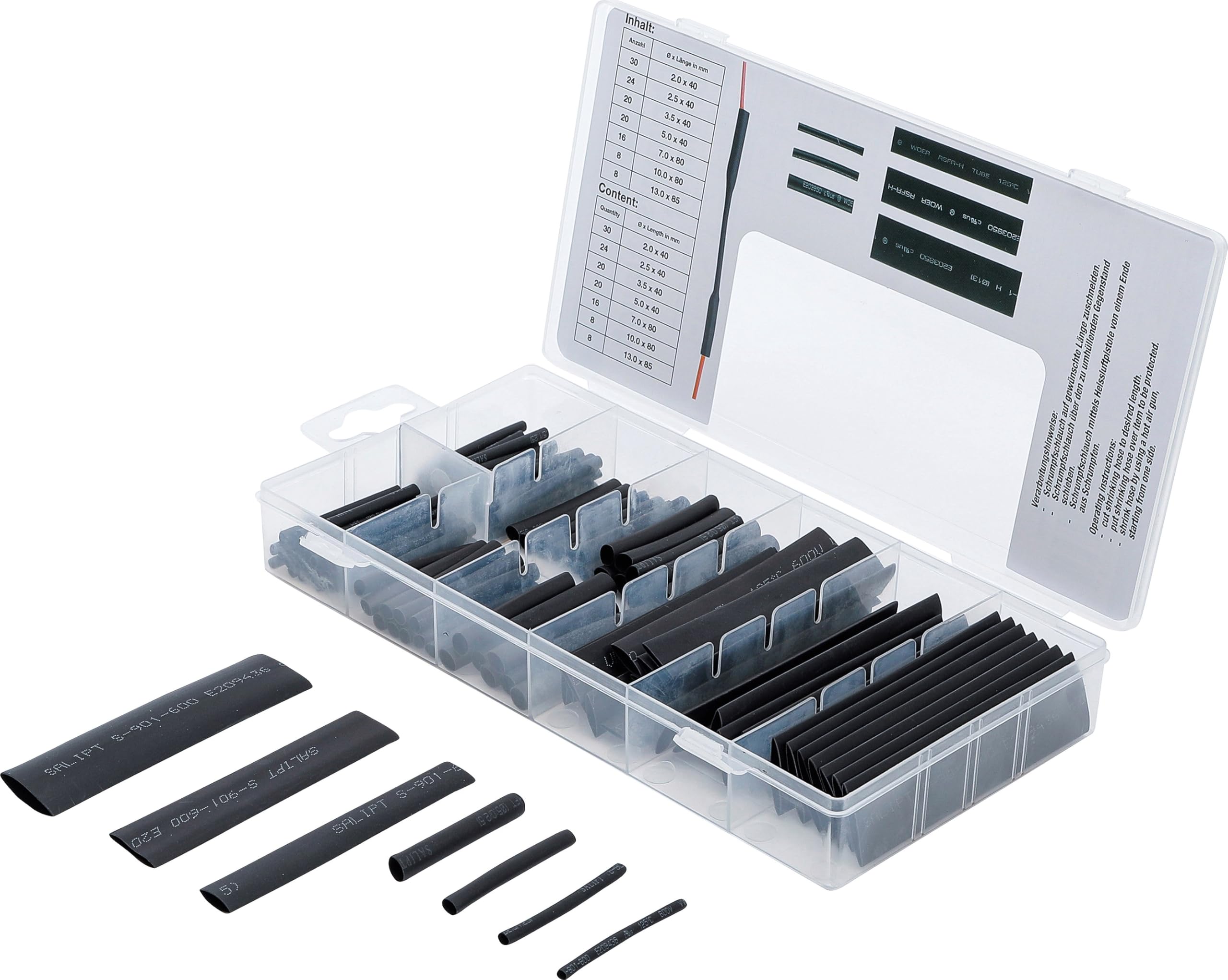 BGS Diy 88184 | Shrink Tube Assortment | black | 126 pcs.