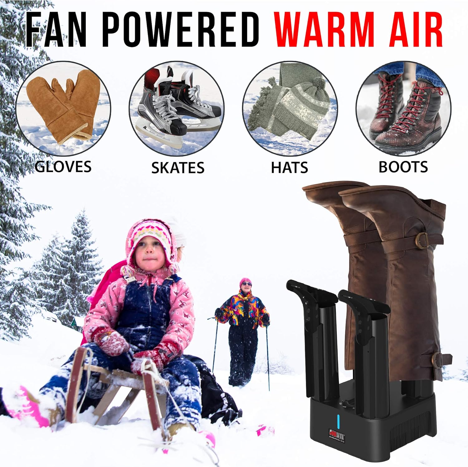 JobSite Mighty Dry Boot Dryer with Timer and Fan, Fast Dry, Prevent Mold & Deodorize: Sports & Outdoors