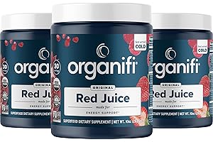 Organifi Red Juice - Vegan Energy Powder - Berry-Flavored Adaptogen Drink - Caffeine Free, 90 Servings