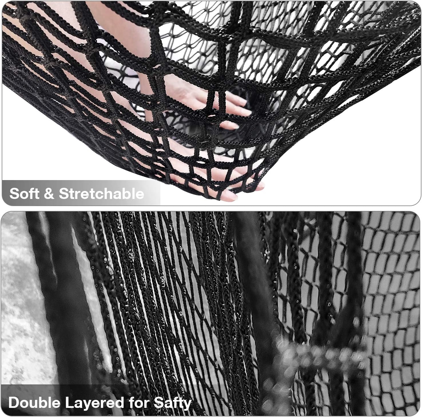 Jalunth Kids Playground Play Safety Net - Climbing Cargo Net Treehouse Accessories Outdoor Equipment Set Double Layers Heavy Duty Backyard Net Bridge for Tree House Tree Fort Back Yard (14.5' x 9.8'): Kitchen & Dining