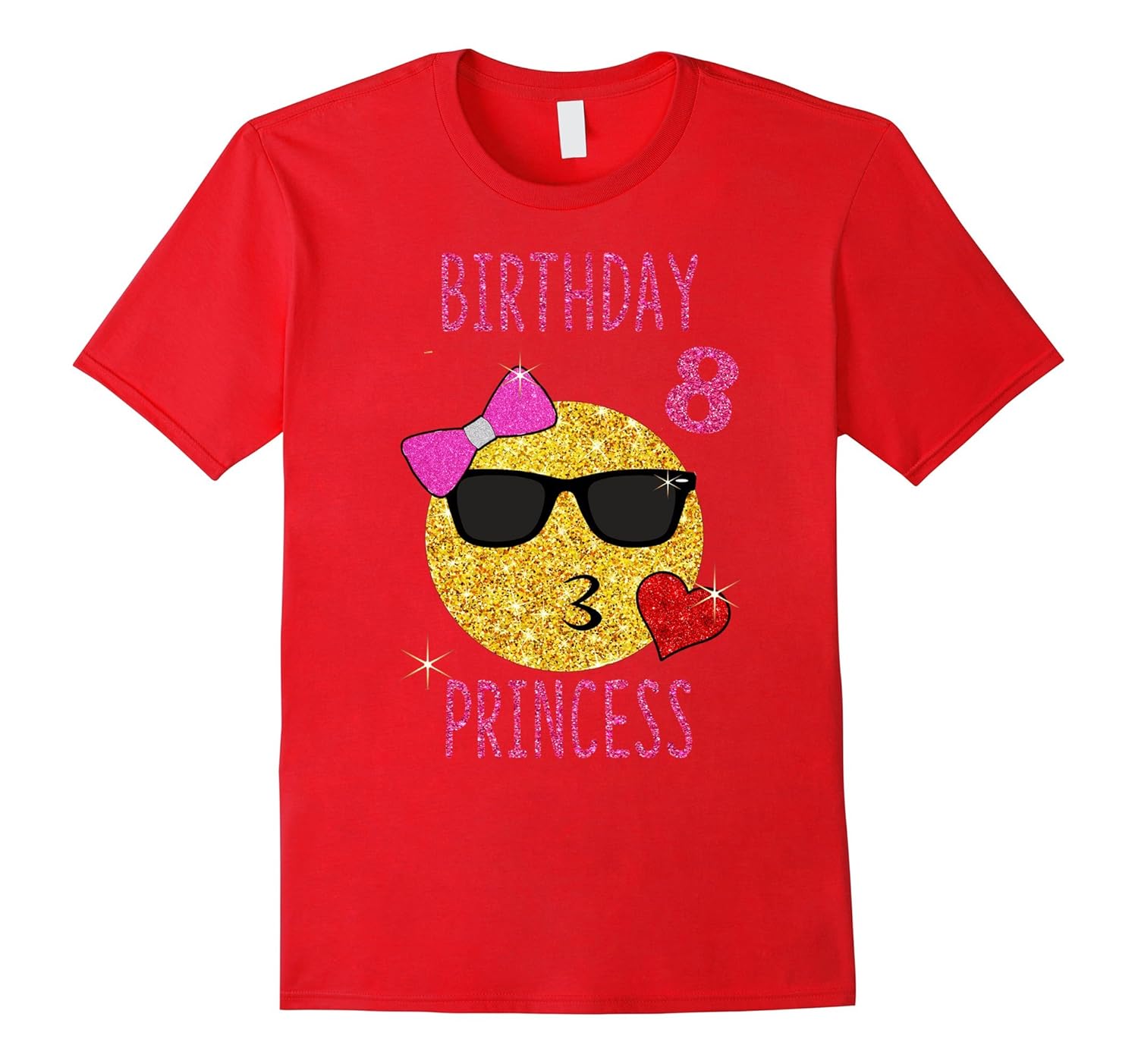 Emoji Kiss Pink 8th Birthday Princess 8th Birthday Shirt-ANZ