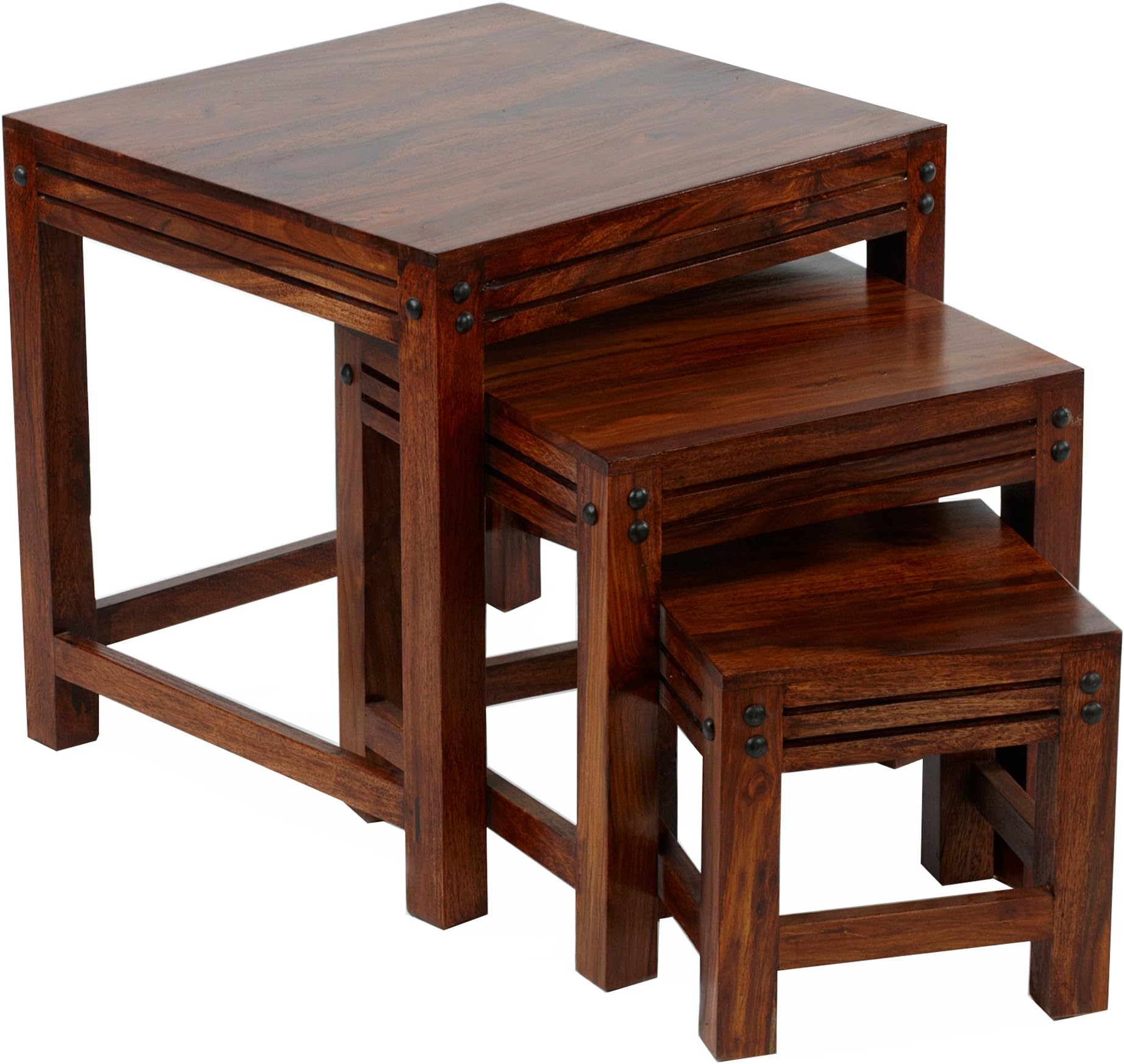 Sheesham SRF108395AR Nest of Coffee Tables, Wood, Set of Three