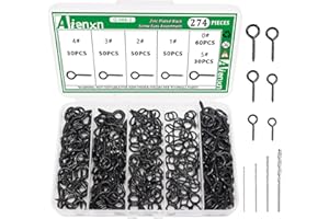Aienxn Black Eye Screws Assortment Kit- 0.56", 0.72", 0.8", 0.92", 1", 1.11", Zinc Plated Small Eye Hooks Screw, 0# -5# Eyelet Screw and 4pcs Drill Bit(1.0, 1.5, 2, 2.5), Eye Screws for Wood