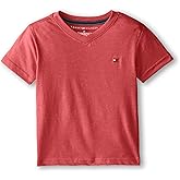 Tommy Hilfiger Boys Short Sleeve Flag Solid V-Neck T-Shirt