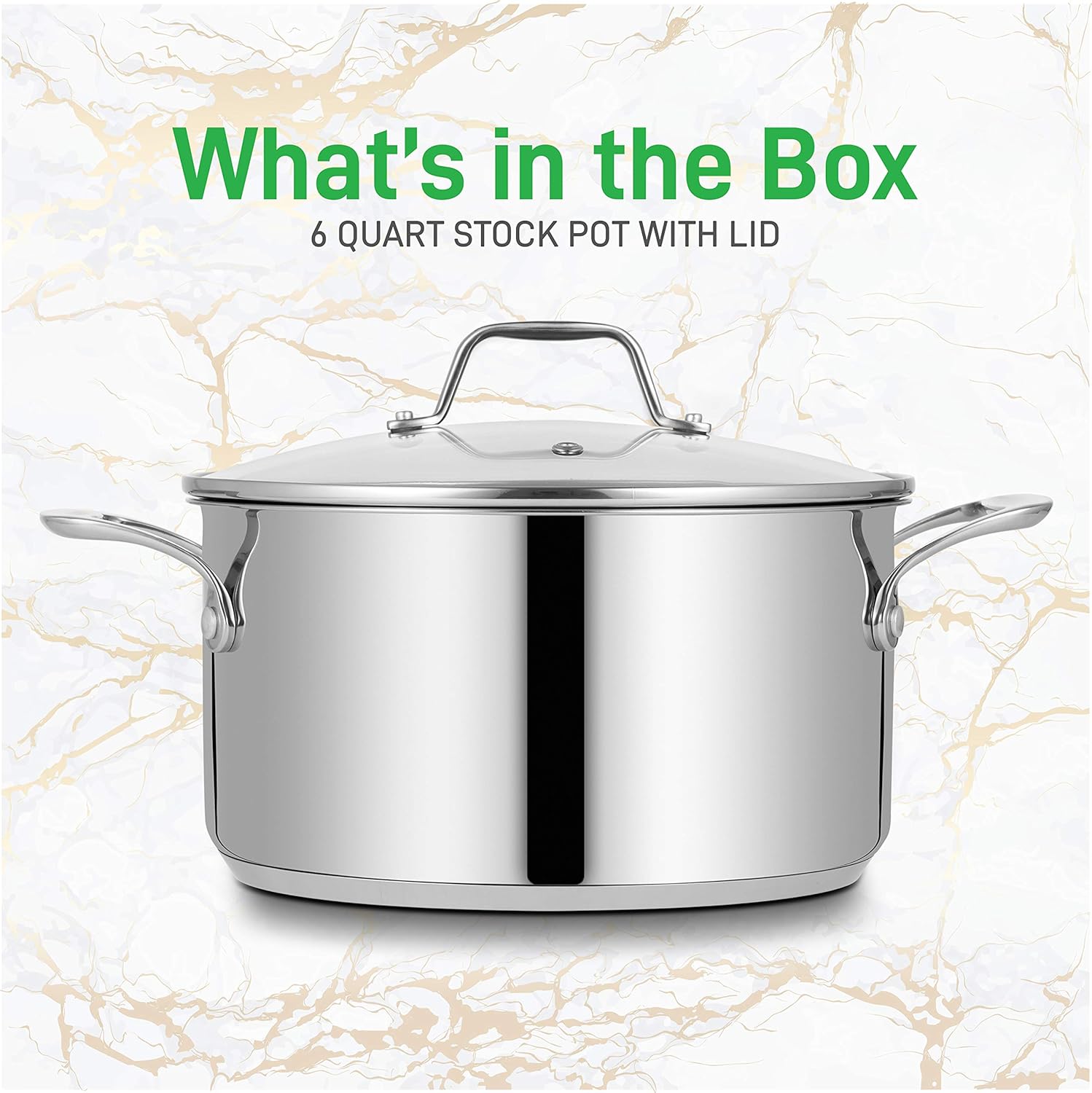 6-Quart Stainless Steel Stock Pot - 18/8 Food Grade Stainless Steel Heavy Duty Induction - Stock Pot, Stew Pot, Simmering Pot, Soup Pot with See-Through Lid, Dishwasher Safe - NutriChef NCSP6: Kitchen & Dining