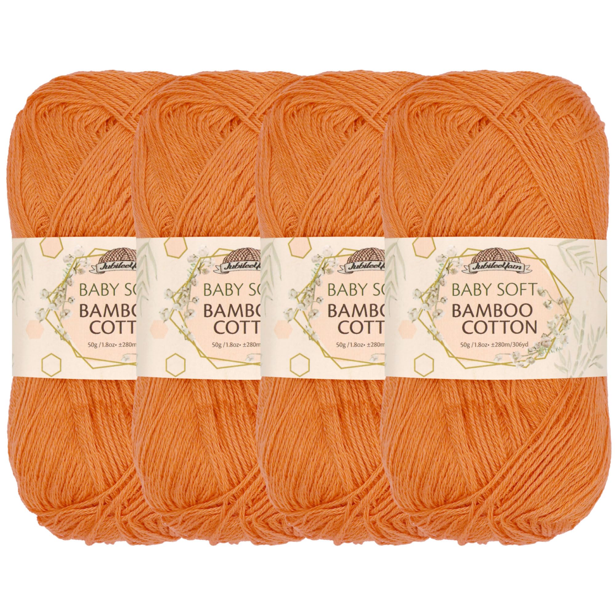 JubileeYarn Baby Soft Bamboo Cotton Yarn - 50g/Skein - Blood Orange - 4 Skeins โ image 1