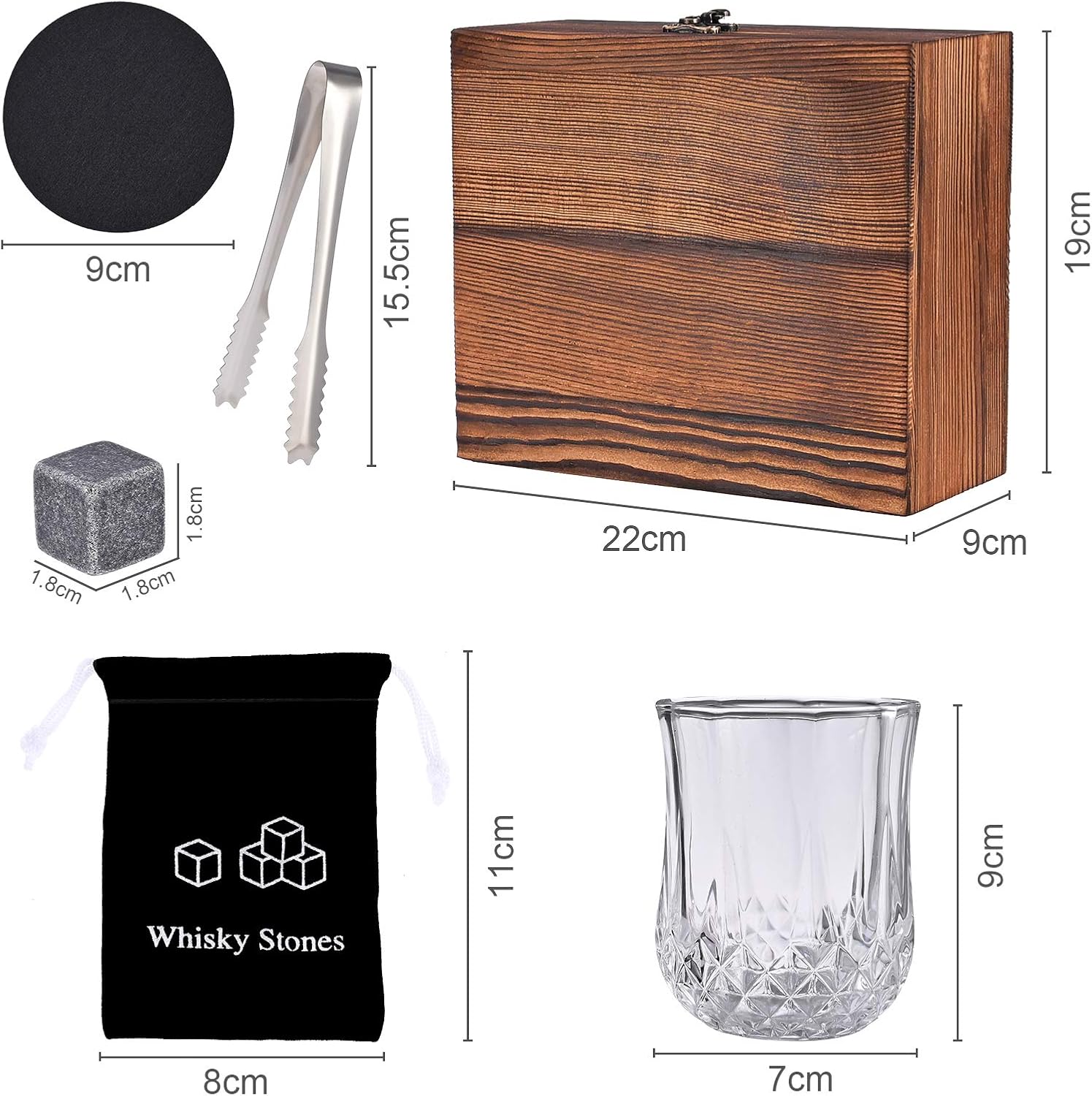 Whiskey Stones, GOLDGE Whiskey Glass Gift Sets for Men Whisky Rocks Chilling Stones, Whisky Glasses Set Gift for Dad Husband - Image 4