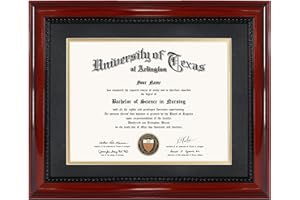 GMFrames 8.5x11 Diploma Degree Frame with Mat or Display 11x14 Certificates without Mat,Solid Wood,Cherry Finish with Intricate Black Rope Detail,UV Protection Acrylic