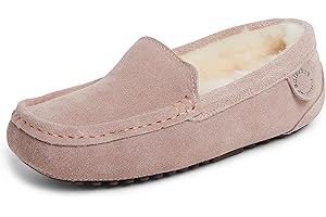 Dearfoams Women's Moccasin Slipper - Fireside Mel Indoor House Shoe with Genuine Shearling and Cozy Memeory Foam