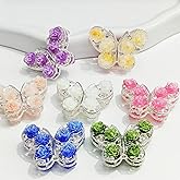 Frinnovan, 10 Pack Rhinestone Bow Shaped Rose Beads for Beadable Pens Crystal Bowknot Loose Large Spacer Bead Charms for DIY Keychain Earring Necklace Jewelry Making (Butterfly 10 Color)