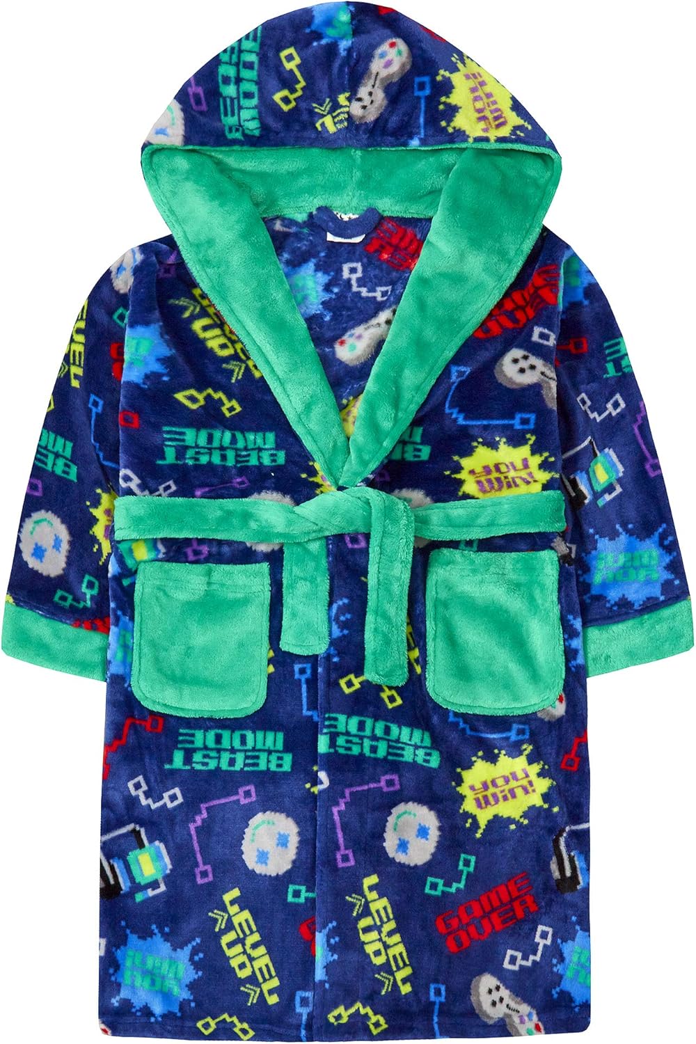Boys Gaming Dressing Gown for Gamers Robe Gamer Hooded Fleece Bathrobe