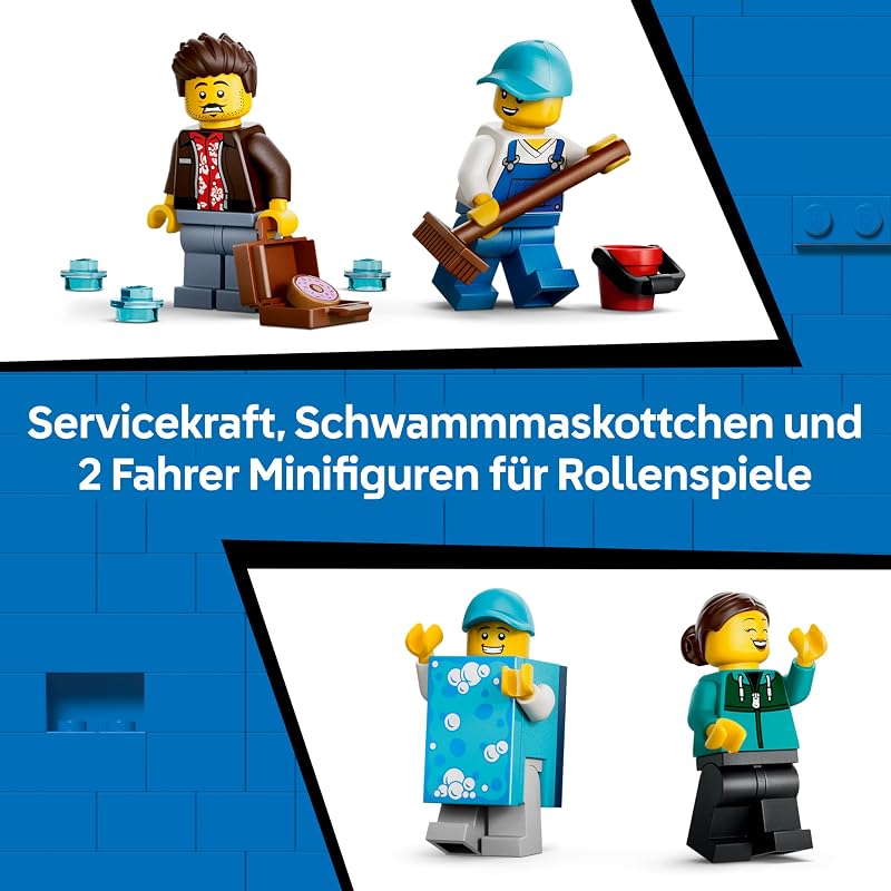 City Waschstraße Spielzeug - inkl. 2 Modellautos, Waschfunktion und 4 Minifiguren mit Zubehör - Geburtstagsgeschenk für Jungen ab 6 Jahren - 60497 — Foto 7 von 8