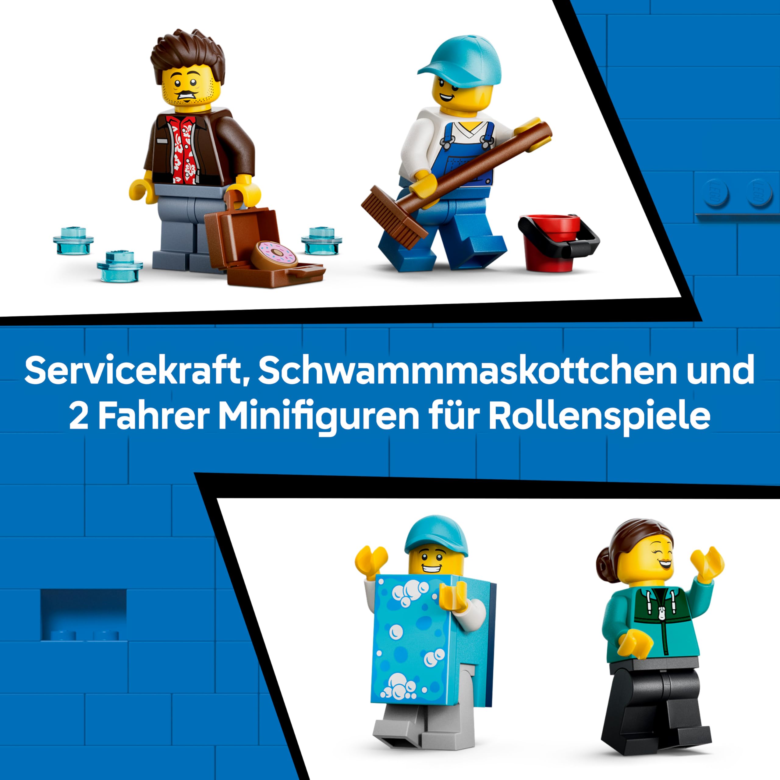 LEGO City Waschstraße Spielzeug - inkl. 2 Modellautos, Waschfunktion und 4 Minifiguren mit Zubehör - Geburtstagsgeschenk für Jungen ab 6 Jahren - 60497 6