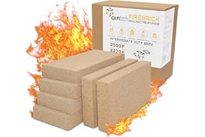 GIRtech USL Insulating Fire Bricks 2500F Pack of 6 Firebricks for Internal Lining Heating Units Insulating Warming Layer for Fireplace, Steel Furnace, Wood Stove, Ceramic Oven Kiln, Blacksmith Forge