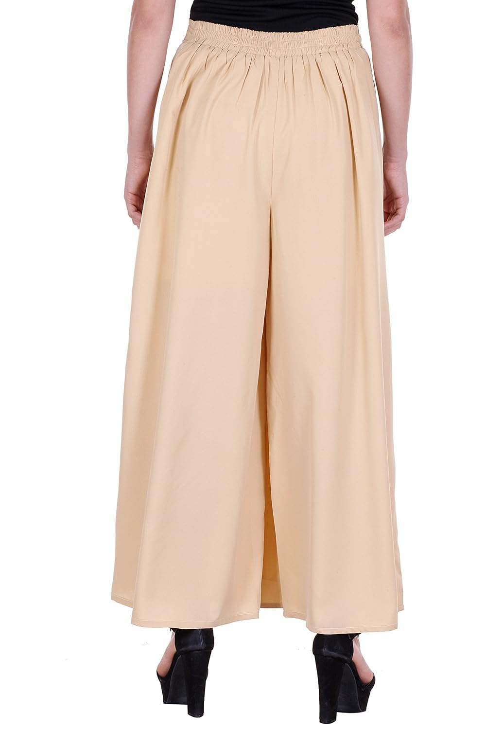 deewa solid beige crepe palazzo