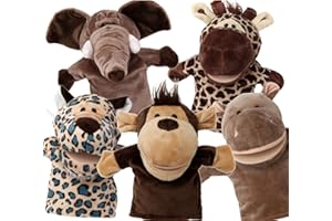 BETTERLINE Animal Hand Puppets Set for Kids & Adults - 12.5" Premium Quality Soft Plush Toys with Movable Mouths - Perfect for Storytelling, Teaching, Preschool, Role-Play - Durable, Vibrant, Educational Puppets