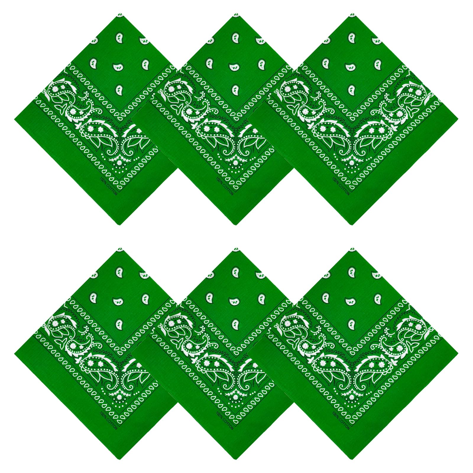 Photo 1 of APIGANIZ 100% Cotton Bandanas, 21 x 21 inches, Set of 6 (Basic - Forest Green)