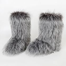 MH Bailment Women's Faux Fur Boots Winter Mid-Calf