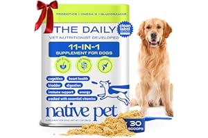 Native Pet Dog Vitamins & Supplements - 11-in-1 Vitamin Powder for Dog Food Topper - Collagen, Glucosamine, Probiotics, Omega & More- Supports Healthy Gut, Mobility & Overall Health - 30 Scoops