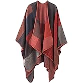 Urban CoCo Women's Color Block Shawl Wrap Open Front Poncho Cape