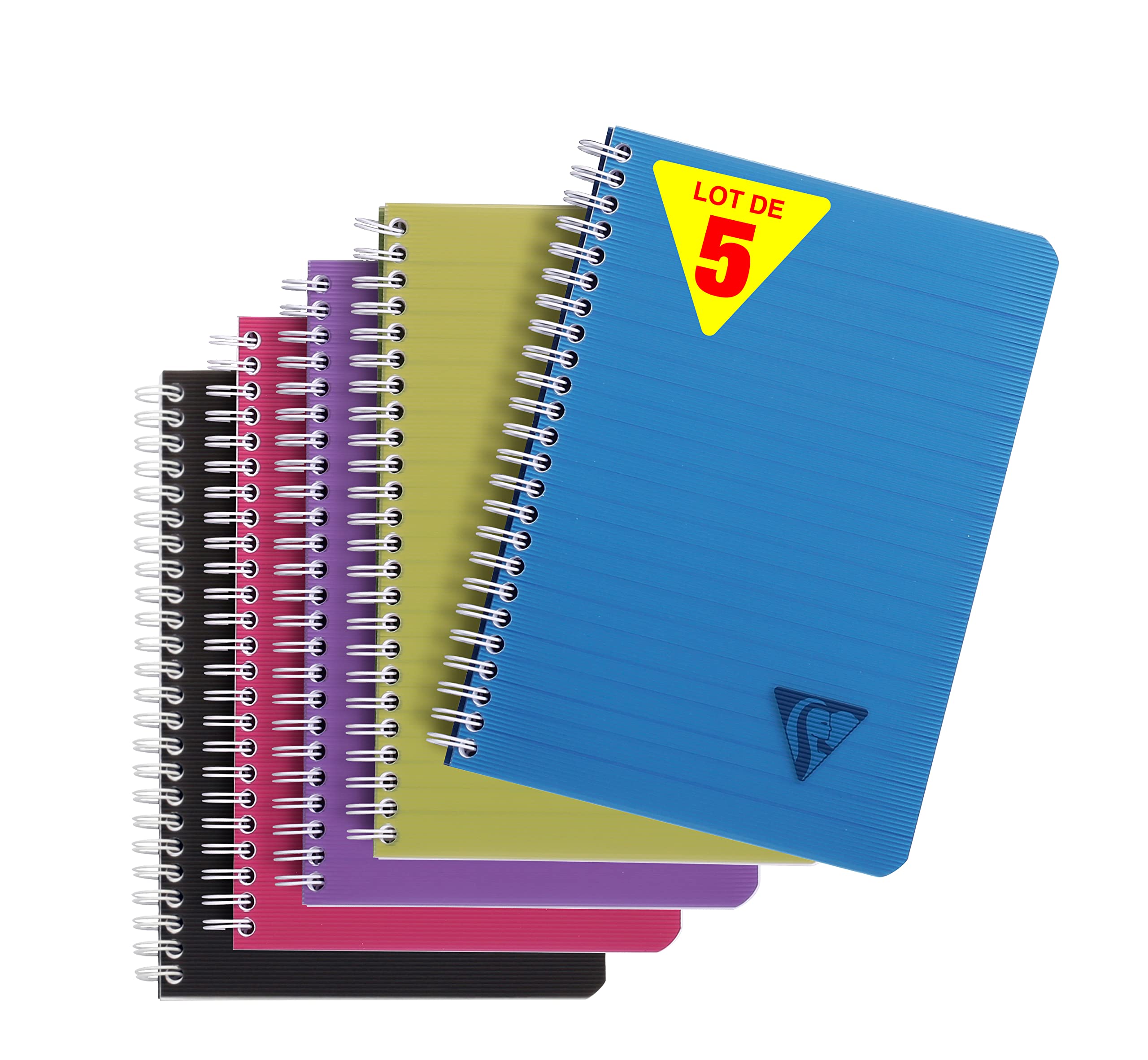 Clairefontaine 'Linicolor' Wirebound Notebooks, A5, Lined, 50 Sheets, 90g - Assorted Colours, Pack of 5