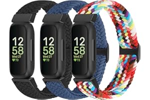 WolliLe Braided Watch Bands Compatible with Fitbit Inspire 3/Inspire 2/Inspire/Inspire HR/Fitbit ace 3/Ace 2, Soft Adjustable Nylon Loop Elastic Strap Sport Replacement Wristbands for Women Men