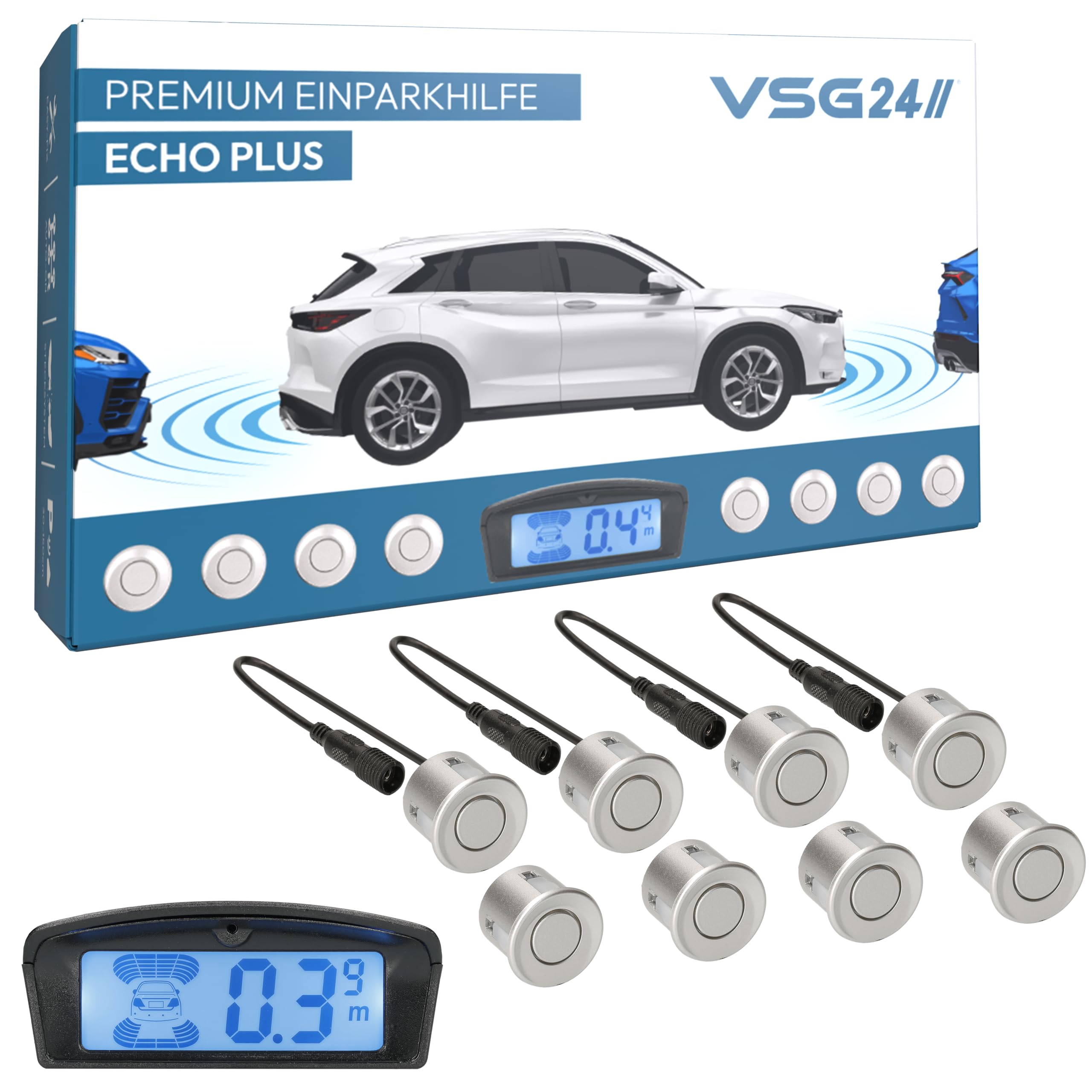 Vega R4S Parking Assist System with Colour Display and Built-in Beeper, with 4 Sensors in Assorted Colours & Designs