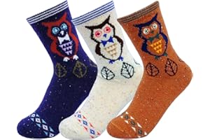JOYCA & CO. 3-5 Pairs Womens Multicolor Fashion Warm Wool Cotton Thick Winter Crew Socks