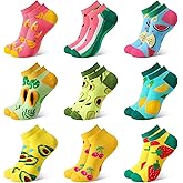 Jspupifip 9 Pairs Fruit Ankle Socks for Women, Fun Novelty No Show Low Cut Socks for Fruit Lover Gift