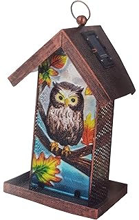Fountasia Hanging Kingfisher Solar Bird Feeder Metal Glass