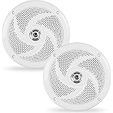 BELVA BMS65SW 400W Peak (80W RMS) 6.5" Shallow Mount 2-Way White Coaxial Marine Speakers for Boats/ATV/UTV/SxS/Powersport