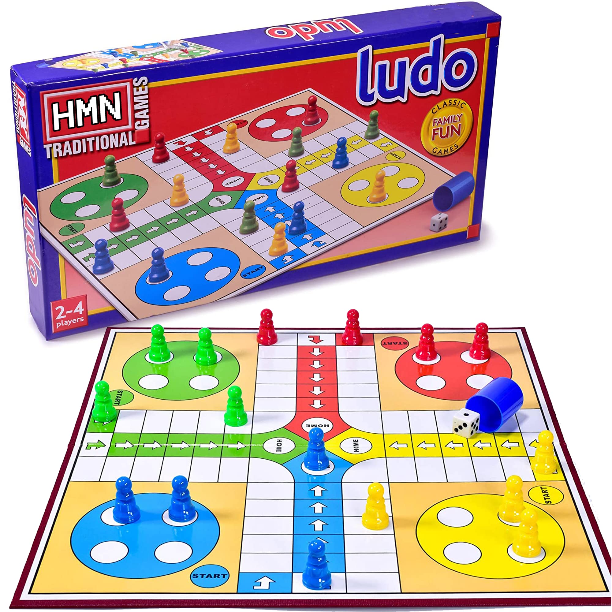 HMN Folding Ludo Game Set - Traditional Ludo Board for Adults Indoor Fun
