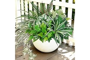 UXORSN 8 Bundles Artificial Outdoor Plants UV Resistant Artificial Greenery Stems Fake Ferns Shrubs Bushes Spring Summer Plas