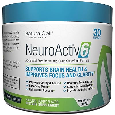 NeuroActiv6 - Nootropic Superfood Eki - Hafızayı Geliştirin, Odağı Artırın, Netliği Artırın, Ruh Hali Destekleyin. Citicoline, Kahve Meyve &Ouml;z&uuml; ve Ashwagandha ile Kafeinsiz Bilişsel Beyin Enerjisi