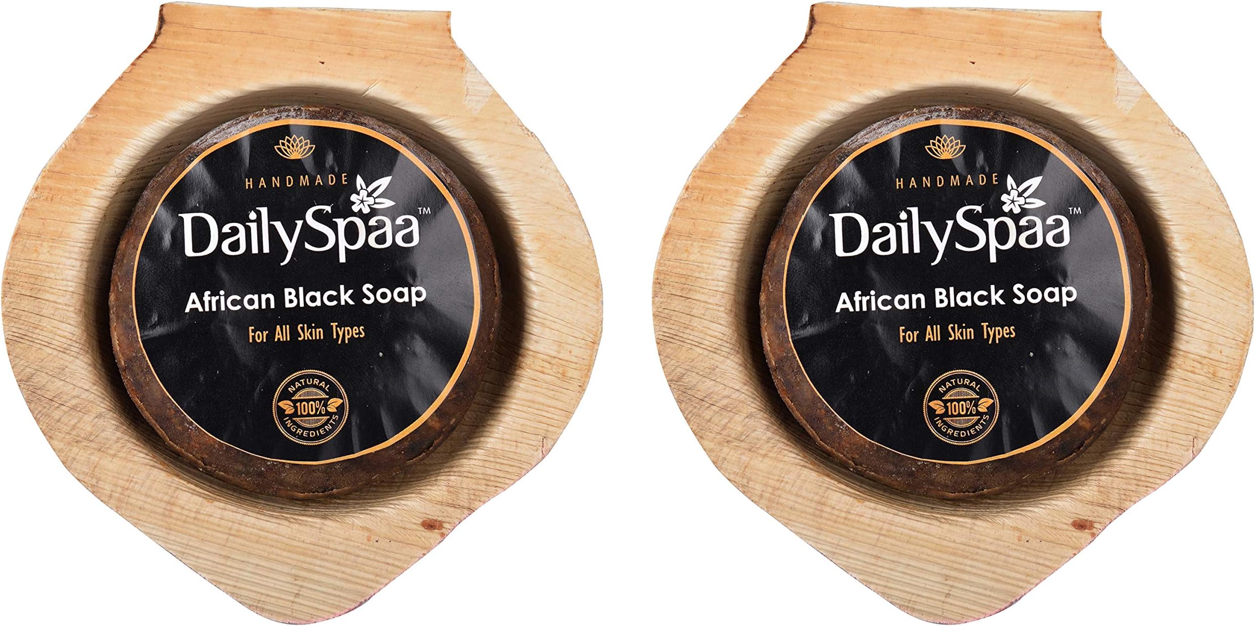 Daily Spaa Organic Handmade African Black Soap, Light Brown, 75 grams (Pack Of 2)