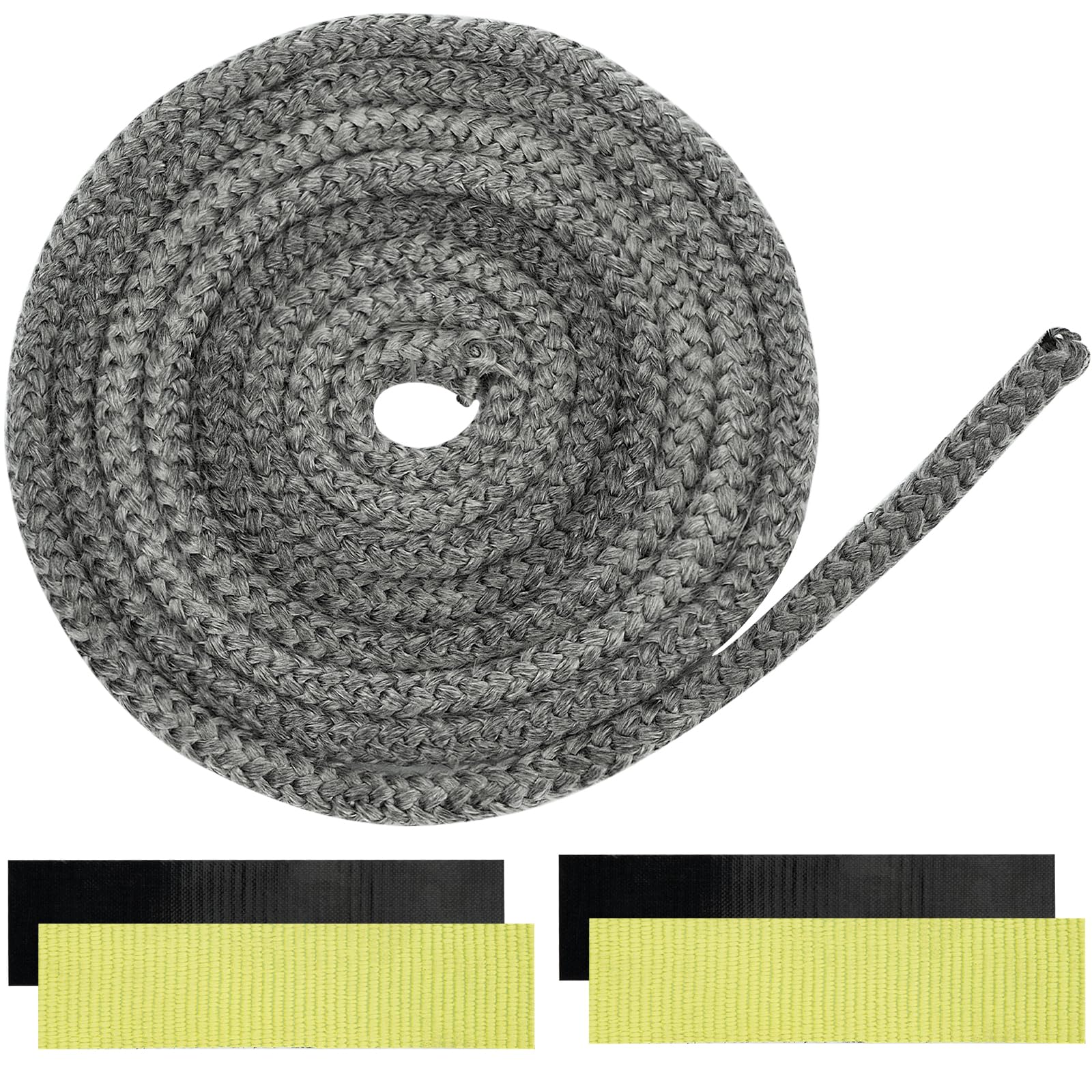 Stove Rope, Length 2.5m x Width 10mm Heat Resistant Rope Seal Replacement Gasket with 4 Tapes, Fire Rope for Stove Glass, Wood Burning Stovee Chimney Fireplaces Oven Door
