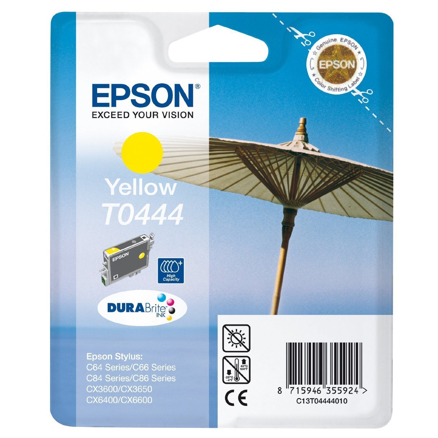 Epson Stylus printer original ink inkjet print cartridge high capacity T0444 Yellow