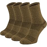 281Z Military Cotton Micro Crew Boot Socks - Cushioned Sole - Moisture Wicking - Hiking Outdoor (Coyote Brown)